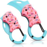 Pink Pocket  for Women ,Cool Folding  Box Cutter，Mini EDC  for Everyday Carry,Folding Utility  with Unique Donut Design,Ide...