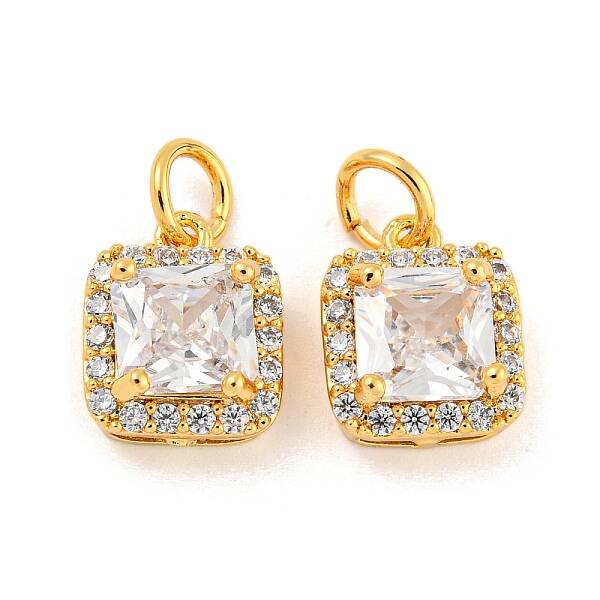 Brass Micro Pave Clear Cubic Zirconia Pendants