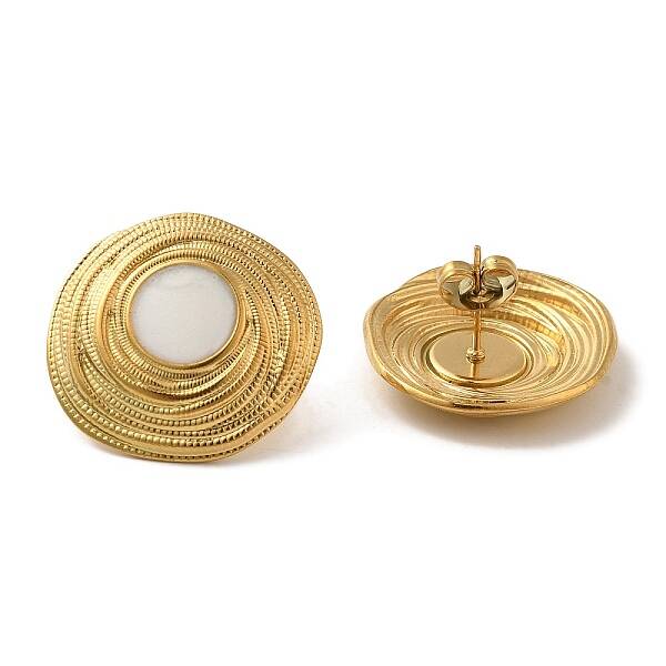 Ion Plating(IP) 304 Stainless Steel Flat Round Stud Earrings