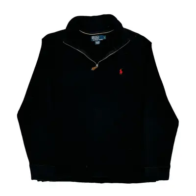Polo By Ralph Lauren 1/4 Zip - Large Black Cotton