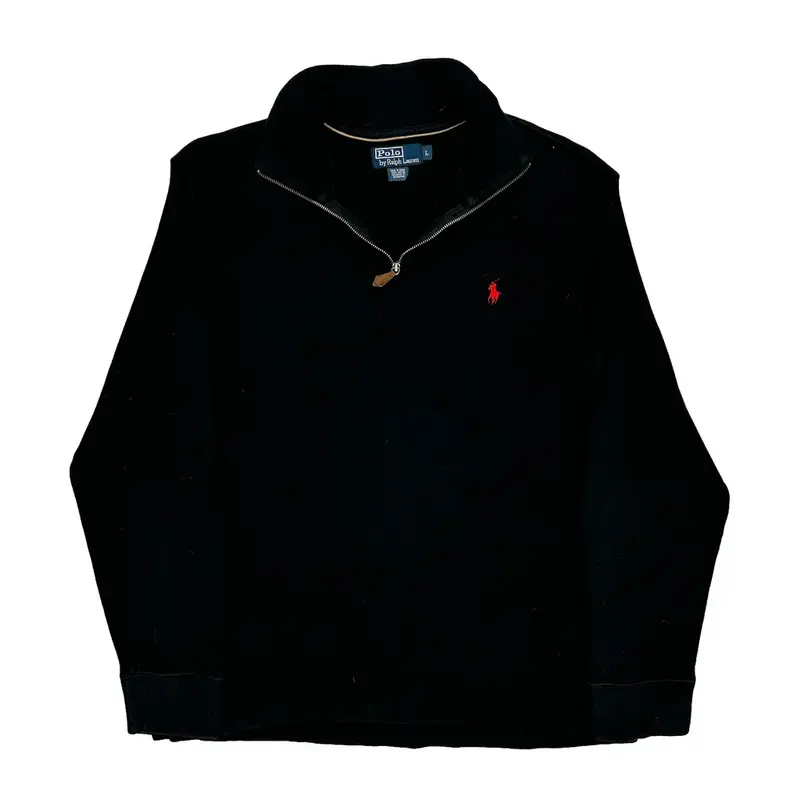 Polo By Ralph Lauren 1/4 Zip - Large Black Cotton