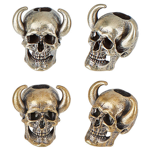 4Pcs 2 Colors Brass European Beads