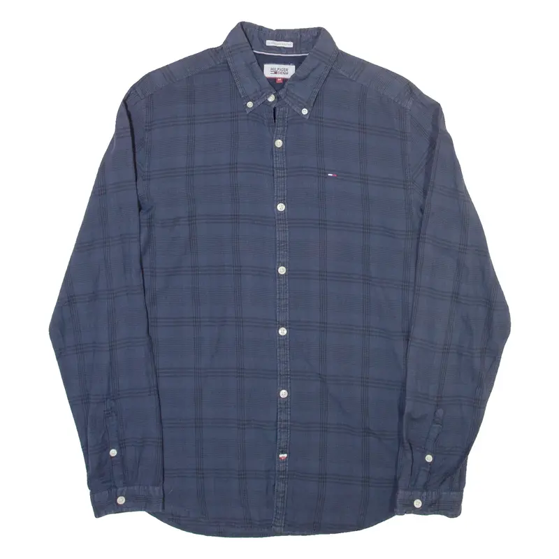 TOMMY HILFIGER Mens Shirt Blue Check Long Sleeve M