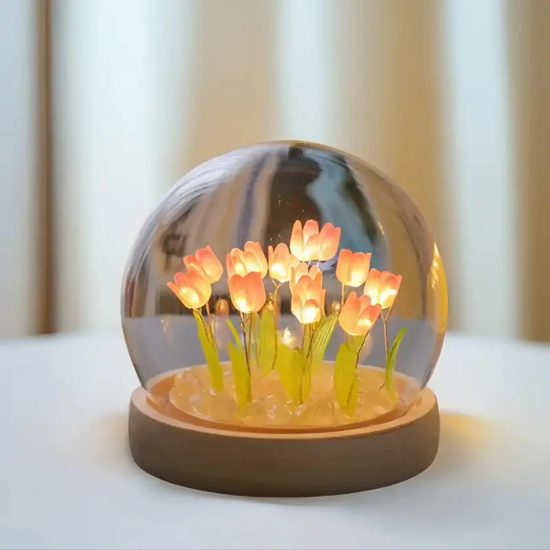Tulip Shaped Night Light for Cozy Corner Decor, LED Flower Design Table Lamp Decoration for Bedroom, Tulip LED Light, Atmosph...
