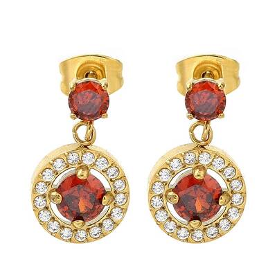 Ion Plating(IP) 304 Stainless Steel Micro Pave Cubic Zirconia Dangle Stud Earrings