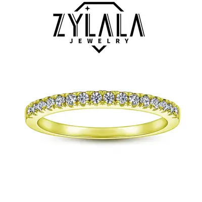 [260] Synthetic Moissanite Eternity Band Simple Style Sterling 925 Silver Ring Birthday Gift Casual Daily Wearing