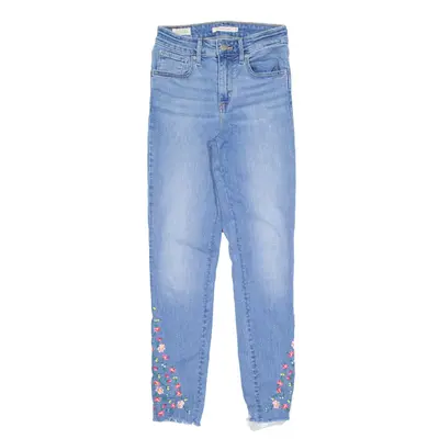 LEVI'S 721 Big E High Rise Floral Jeans Blue Denim Slim Skinny Womens W25 L27