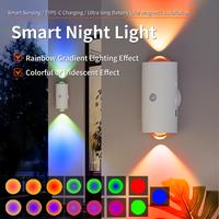 LED Motion Sensor Night Light, 8 Colors Rechargeable Battery Stair Light, Adjustable Brightness, Dimmable Night Lights, Perfe...