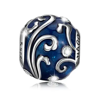 Sterling Silver Cubic Zirconia Round Bead Charm