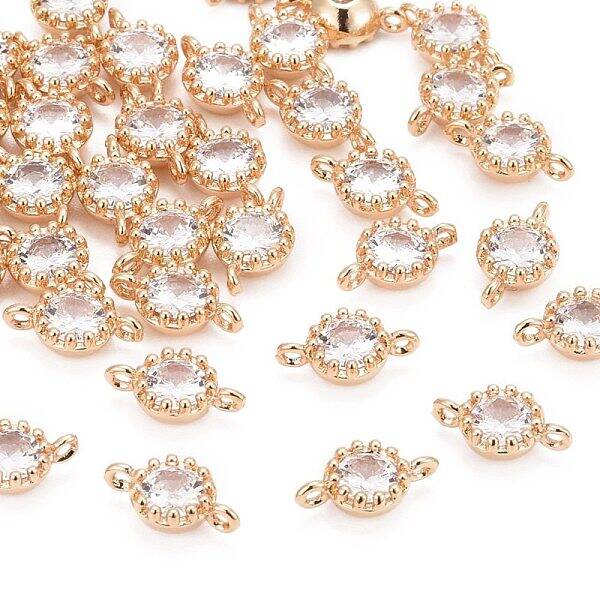 Flower Brass Micro Pave Cubic Zirconia Links