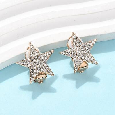 Star Brass Micro Pave Clear Cubic Zirconia Clip-on Earrings