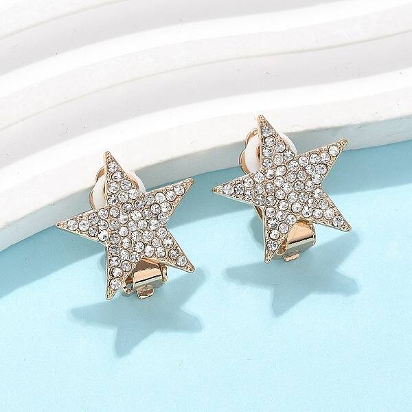 Star Brass Micro Pave Clear Cubic Zirconia Clip-on Earrings