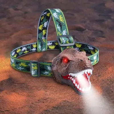 USB Rechargeable Dinosaur Head Design Headlamp, Outdoor Camping Headlight, 90° Rotating Outdoor LED Night Light