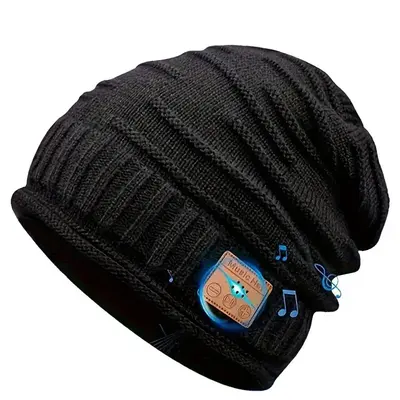 BT Beanie Hat Wireless Headphones for Men & Women, Creative Gift Idea, Cool Technology for Gamers, Music Cap Accessory