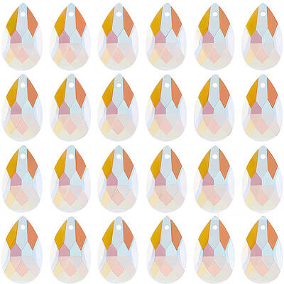40Pcs Faceted Teardrop Glass Pendants