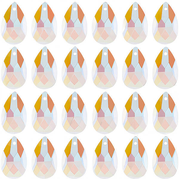 40Pcs Faceted Teardrop Glass Pendants