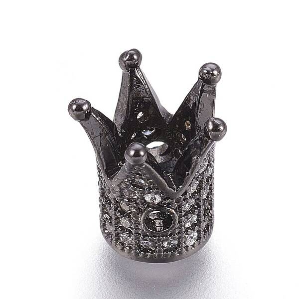 Brass Micro Pave Cubic Zirconia Beads