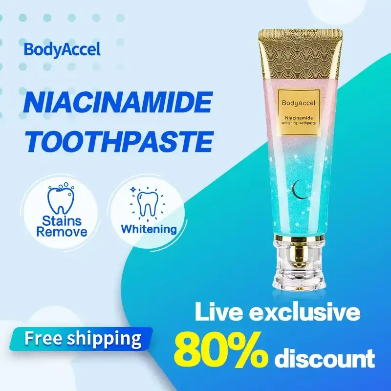 BodyAccel Niacinamide Whitening Toothpaste - Peach Mint Flavor | Vegan, Fluoride-Free, Antiplaque & Fresh Breath | Oral Hygie...