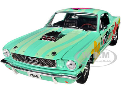 1966 Ford Mustang Fastback 22 Seafoam Green and Light Green Striped with Flower Graphics \