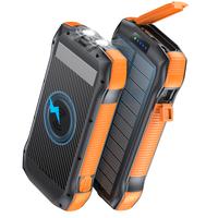 IP67 Waterproof Solar Power Bank 33500mAh,PD20W Fast Charging,10W Wireless Charger, 5 Outputs,6W Flashlight, Portable Charger...