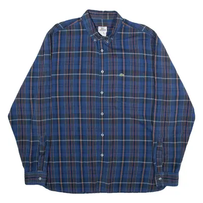 LACOSTE Classic Fit Mens Shirt Blue Check Long Sleeve XL