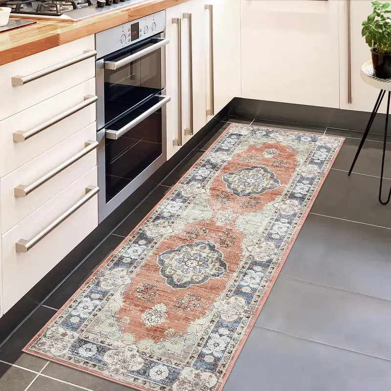 Garvee Hallway Runner Rug 2x6 Washable Vintage Floral Area Rugs Non Slip Laundry Rug Runner Distressed Floor Carpet Runners f...