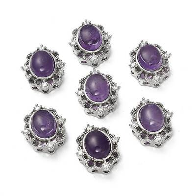 Brass Pave Natural Amethyst Multi-Strand Links