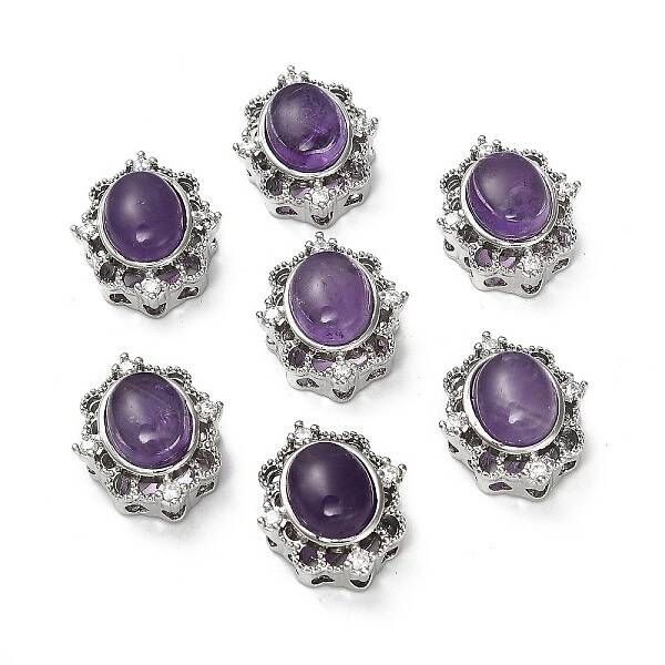Brass Pave Natural Amethyst Multi-Strand Links