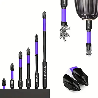 6pcs Magnetic D1 Phillips Screwdriver Set Magnetic D1 Shockproof Batch Bits, Suerteyay Magnetic Impact Driver Bit Set, Magnet...