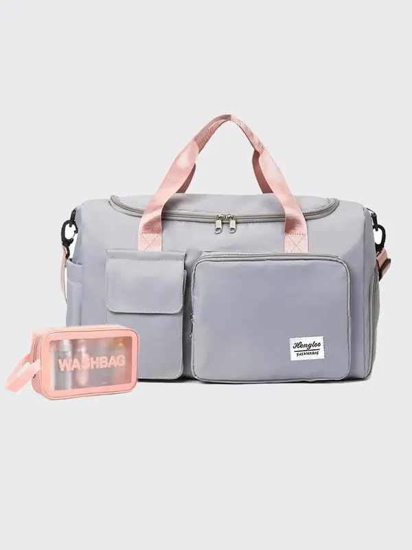 Summer 2025 Minimalist Lightweight Large Capacity Nylon Travel Bag, Yoga Gym Bag, with Cosmetic Toiletry Bag, Dry & Wet Separ...