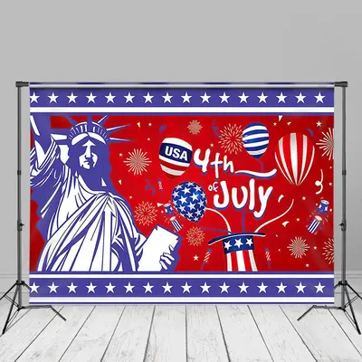 4th July Statue Of Liberty Red Independence Day Backdrop - Aperturee