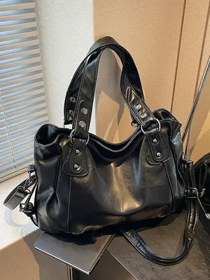 Women's Elegant Solid Color Shoulder Bag, Fashionable Large Capacity Crossbody Bag for Work & Daily Used, Casual Trendy Versa...
