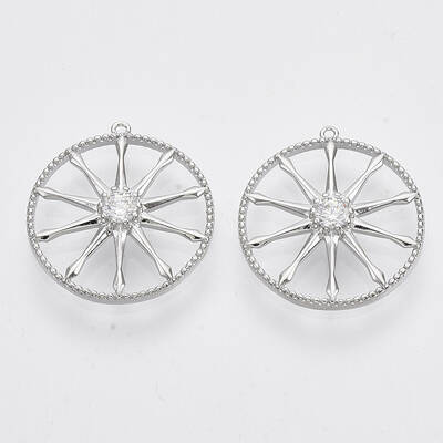 Brass Micro Pave Clear Cubic Zirconia Pendants