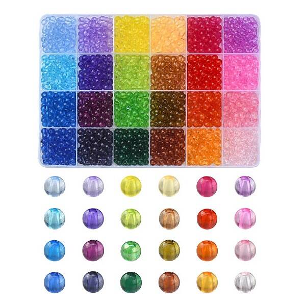 1488Pcs 24 Colors Transparent Acrylic Beads