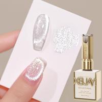 Reflective Cat's Eye Magnetic Nail Gel, 1 Count Semi Permanent Nail Art Soaking UV LED Nail Gel, DIY Nail Art Kit for Women &...