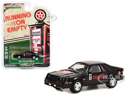 1982 Ford Mustang GT #1 Black Texaco Running on Empty Series 15 1/64 Diecast Model Car by Greenlight