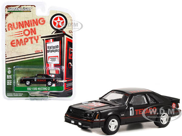 1982 Ford Mustang GT #1 Black Texaco Running on Empty Series 15 1/64 Diecast Model Car by Greenlight