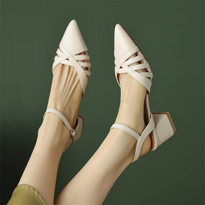 CHIKO Keandra Pointy Toe Block Heels Slingback Shoes