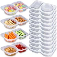 12Pcs Snack Pack Containers, Double Compartment Condiment Containers with Lids, Reusable Small Sauce Dipping Containers, Grab...