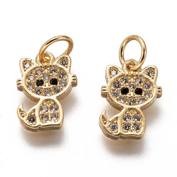 Brass Micro Pave Clear Cubic Zirconia Charms