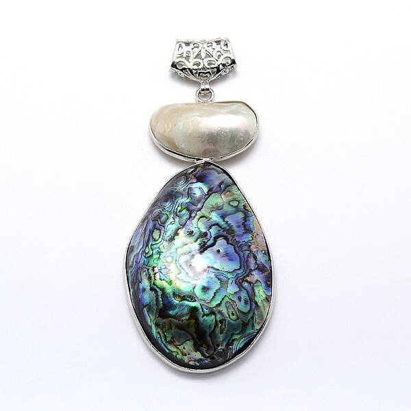 Brass Paua Shell Oval Big Pendants