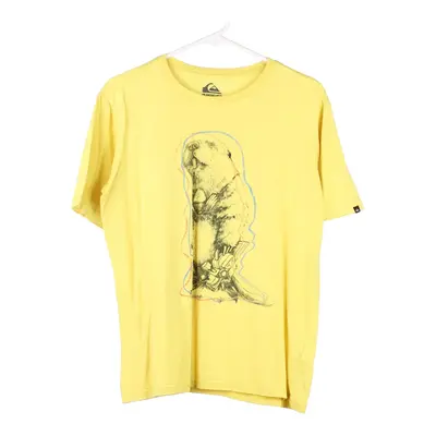 Age 16 Quiksilver Graphic T-Shirt - Medium Yellow Cotton