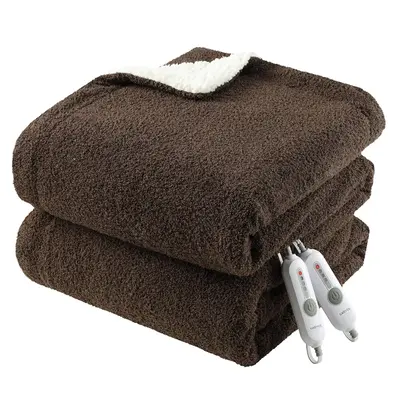 Garvee King Size Electric Blanket, Heated Blanket Dual Control Soft Double Sherpa Cozy with 4 Heating Levels & 10H Auto Off, ...
