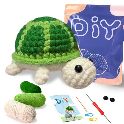 Turtle Crochet Kit For Beginners, Crochet Starter Kit, Crochet Animals Kits With Hooks, DIY Knitting Supplies For Home Decor