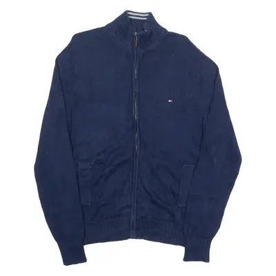 TOMMY HILFIGER Mens Jumper Blue High Neck Tight Knit L