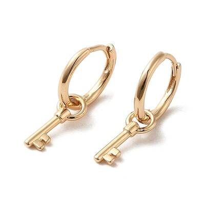 Brass Dangle Hoop Earrings