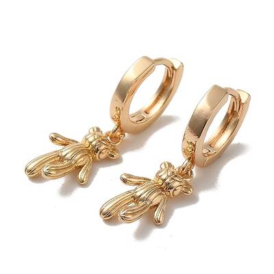 Brass Dangle Hoop Earrings