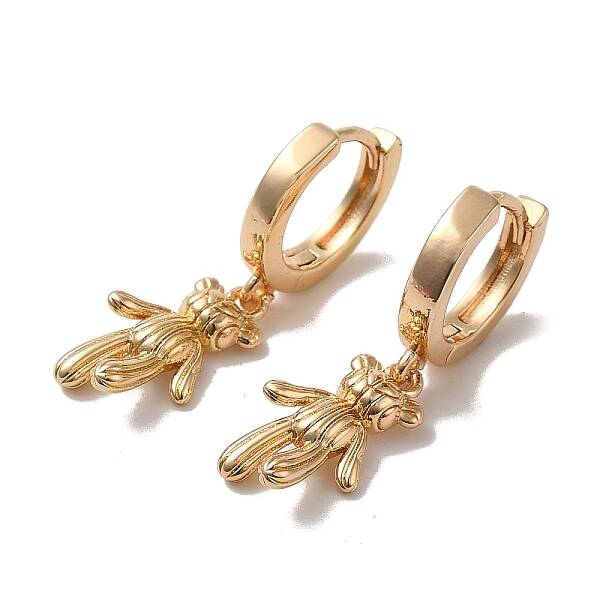 Brass Dangle Hoop Earrings