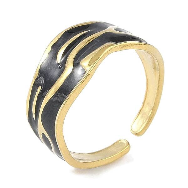Ion Plating(IP) 304 Stainless Steel Enamel Cuff Finger Rings