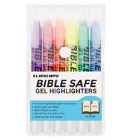 U.S. Office Supply Bible Safe Gel Highlighters, 6 Pack Set, Bright Neon Fluorescent Highlight Colors Yellow, Orange, Pink - W...